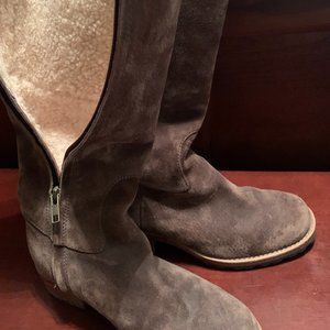 HURRY, EXT OFFER!! UGG Tall Boot, lined, wood heel, Brown Suede, Size 6